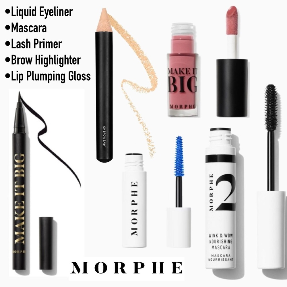- MORPHE Beauty Bundle | Eyeliner, Mascara, Lash Primer, Brow Highlight, Gloss